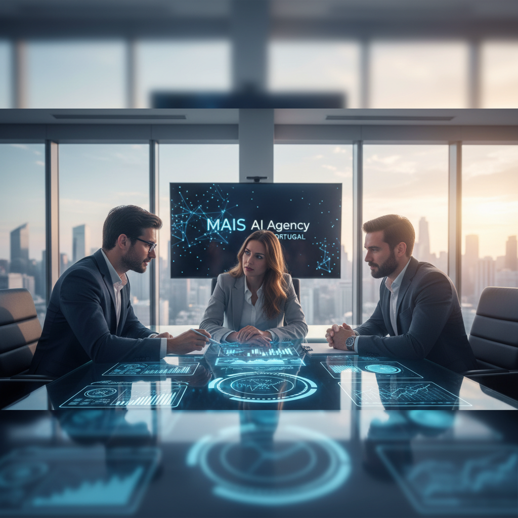 Equipa de PME a gerir atendimento digital com automação de IA