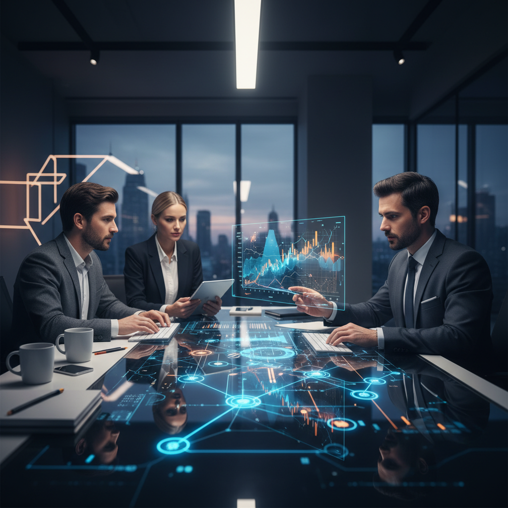 Gestor de PME a analisar dados de clientes e oportunidades